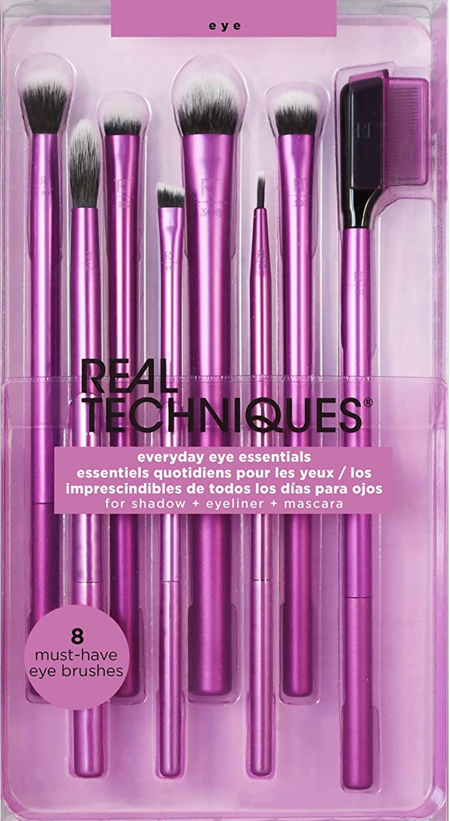 REAL TECHNIQUES Everyday Eye Essentials Eyeshadow Brush Set, No Colour, 8 Count (Pack of 1)